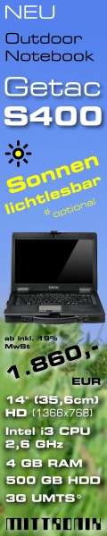Robustes Laptop Outdoor Notebook mit sonnenlicht-lesbaren Display, Typ Getac S400